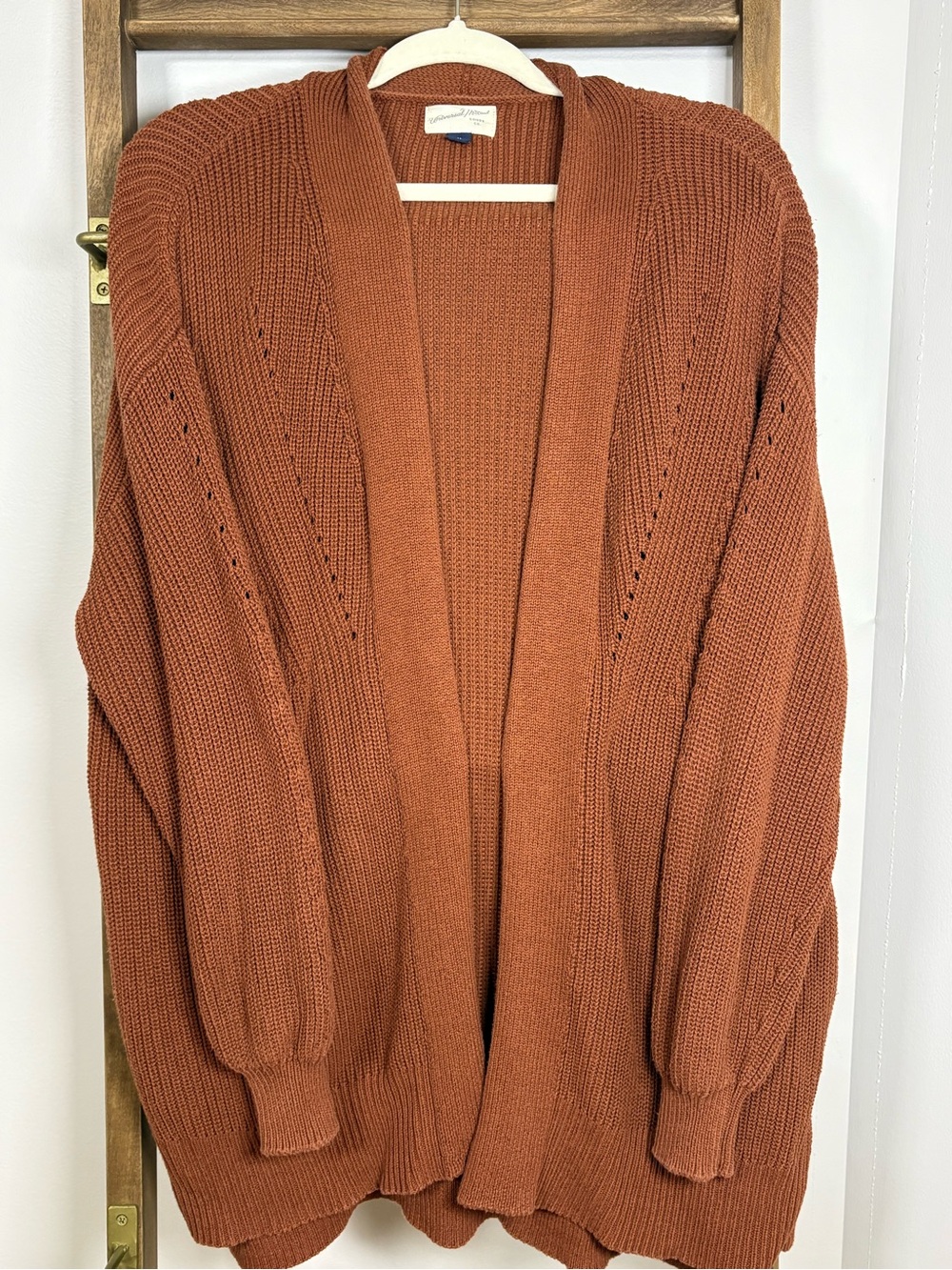 Universal Thread Open-Front Rust Orange Knit Cardigan (0262)